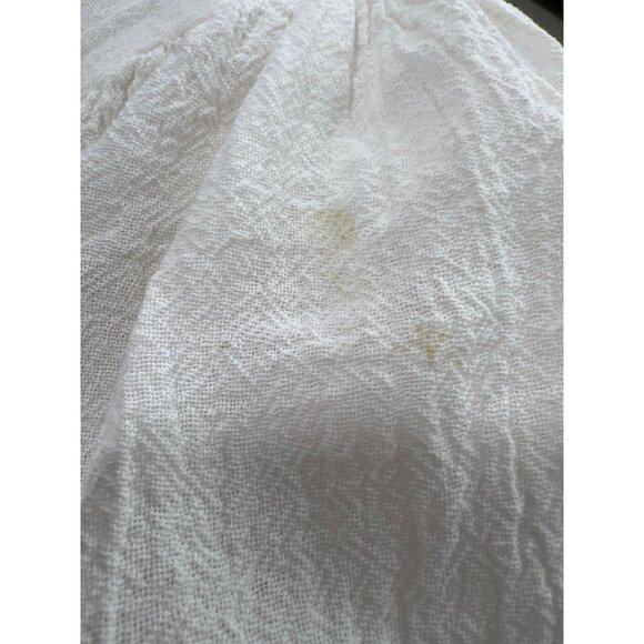 Manta Del Lago Embroidered Wrap Dress Womens Large Short Sleeve Cream Minimalist - Picture 8 of 9